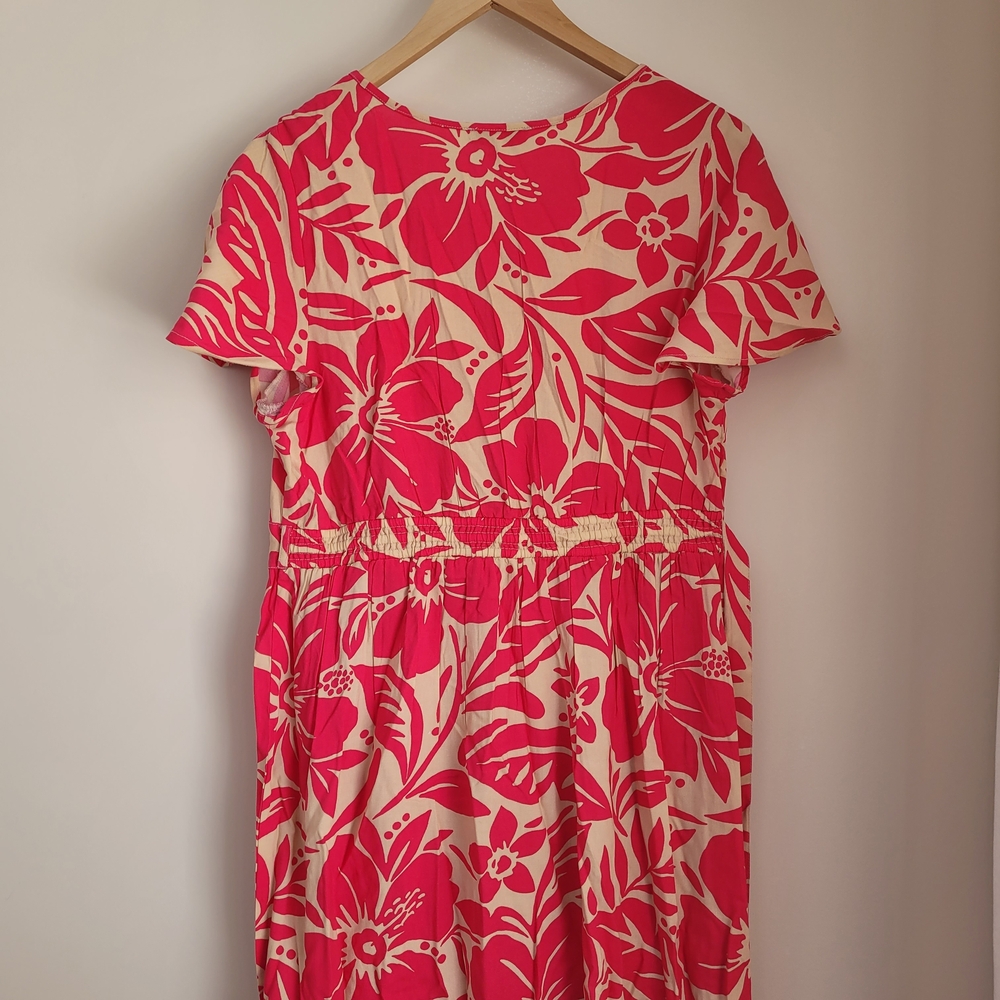 Patrons of Peace Magenta and Cream Floral Maxi Wrap Dress Size L - Picture 8 of 15
